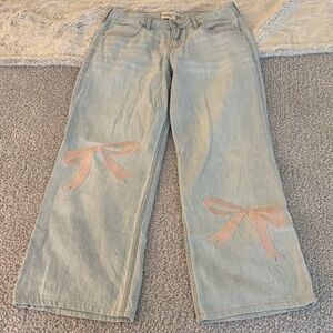 Abercrombie Kids Baggy Jeans with Pink Bow